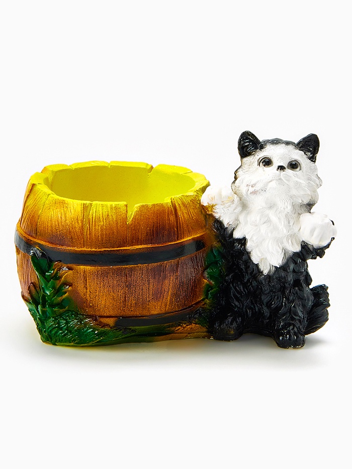 Декоративное кашпо для цветов «Котёнок с бочкой», 500 мл, 23×14×15 см, гипс - Фото 1