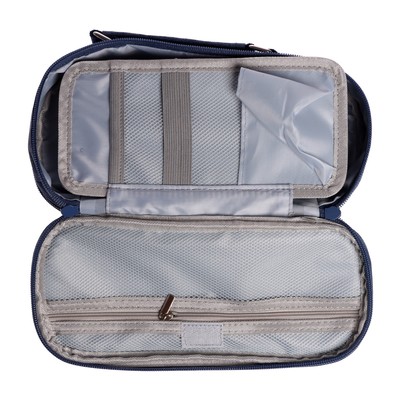 Пенал школьный на молнии 2-х секционный "Джинса", синий