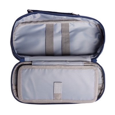 Пенал школьный на молнии 2-х секционный "Джинса", синий