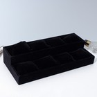 Подставка для часов, браслетов, флок, 8 мест, 33×16×3.5 см, цвет чёрный - Фото 2