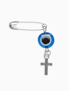 Булавка-оберег «Защита на дороге», крестик, 2.2 см, бело-синяя в серебре - Фото 2