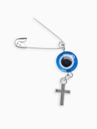 Булавка-оберег «Защита на дороге», крестик, 2.2 см, бело-синяя в серебре - Фото 4