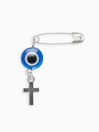 Булавка-оберег «Защита на дороге», крестик, 2.2 см, бело-синяя в серебре - Фото 5