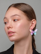 Серьги металл "Бабочки" кружевные, цвет бензиновый - фото 809487788