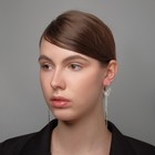 Серьги висячие со стразами «Бабочки» нити, цвет белый в серебре, 9 см - Фото 3