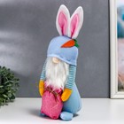 Кукла интерьерная "Гном в шапке с зайчьими ушами, с мешком" голубой 40х14 см - Фото 3