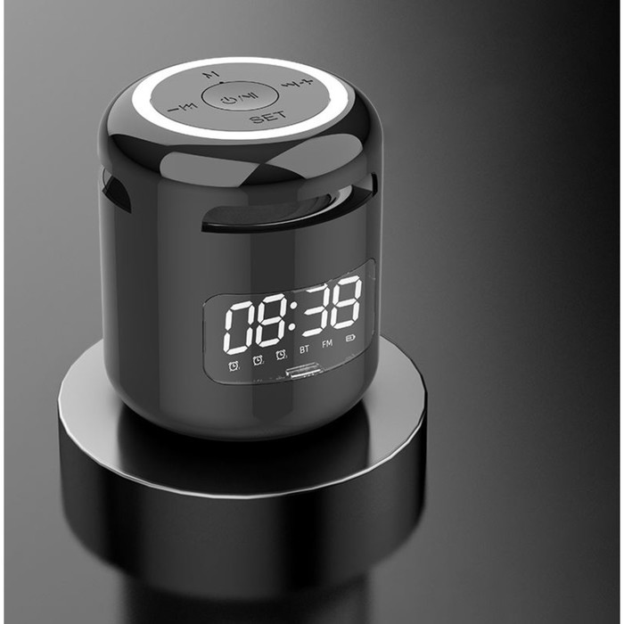 Часы - будильник электронные настольные: колонка, bluetooth, tf-карта, 7.6 х 8.8 см, USB - Фото 1