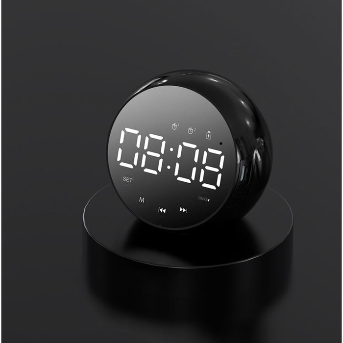 Часы - будильник электронные настольные: колонка, bluetooth, tf-карта, 8 х 8.5 см, USB - Фото 1