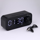 Часы - будильник электронные настольные: колонка, bluetooth, tf-карта, 14.2×6 см, USB, чёрные - Фото 4