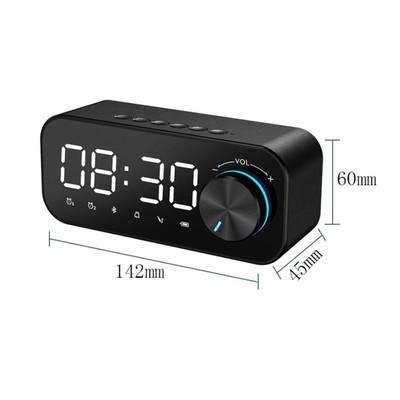 Часы - будильник электронные настольные: колонка, bluetooth, tf-карта, 14.2 х 6 см, USB, чёрные