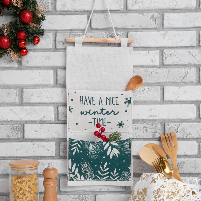 Кармашек текстильный «Этель Winter time», 2 отделения, 41×20 см - Фото 1