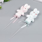 Набор топперов для украшения «Зайчата: посыпка, блеск», 2 шт., розовый, голубой, 12 см - Фото 2