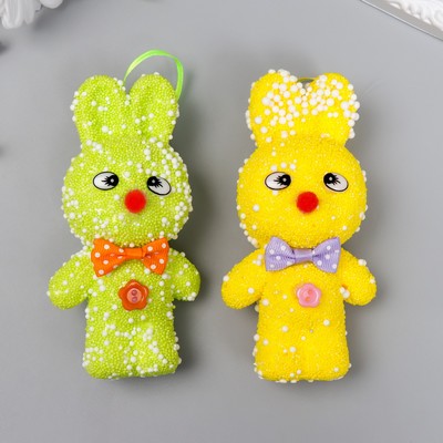 Подвесное украшение пасхальное «Пучеглазые зайчата: посыпка, с бантиком», набор 2 шт., 12 см, МИКС