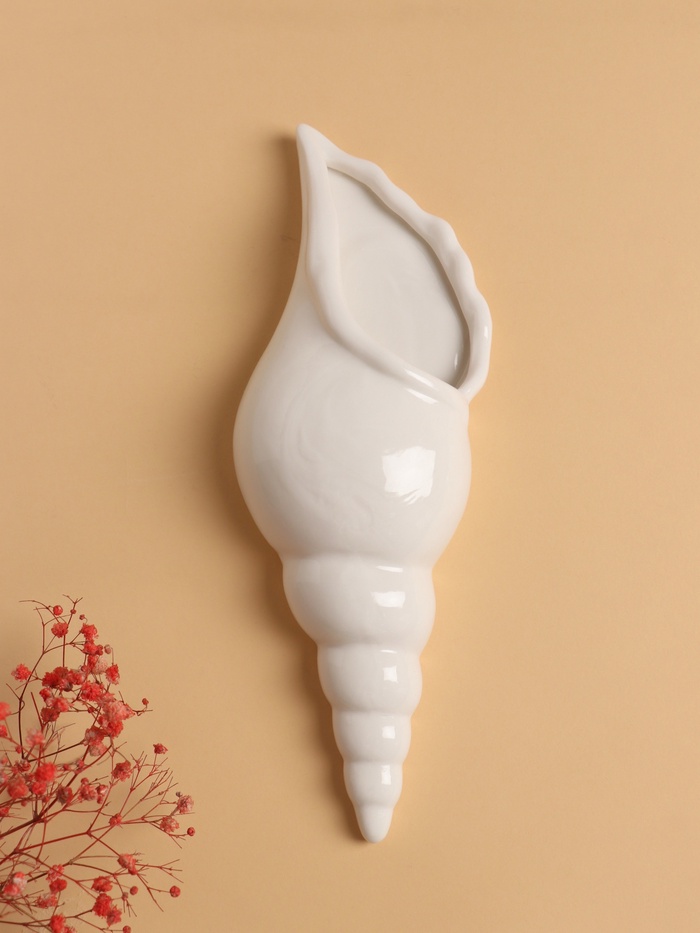 Декор настенный-ваза, панно TAKE IT EASY «Ракушка», 28×10.3 см, белый - Фото 1