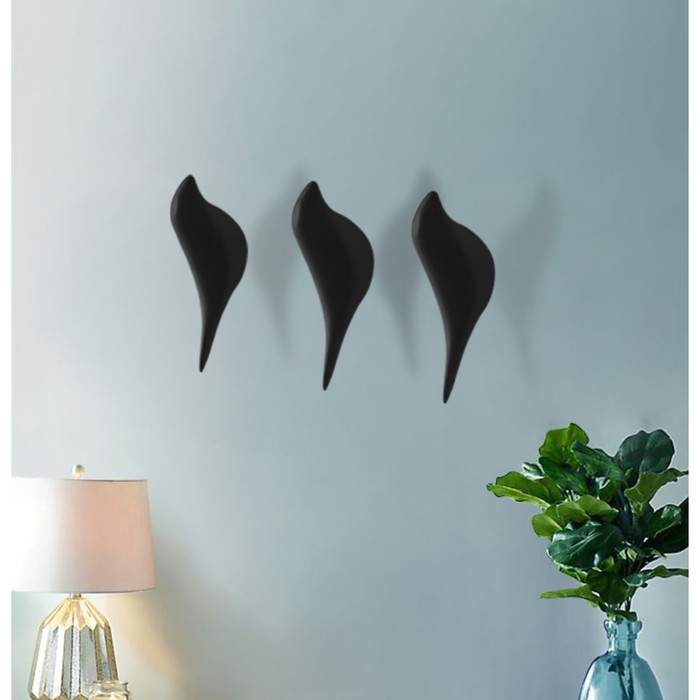 Декор настенный-вешалка "Птичка" 13 x 4 см, чёрный - Фото 1
