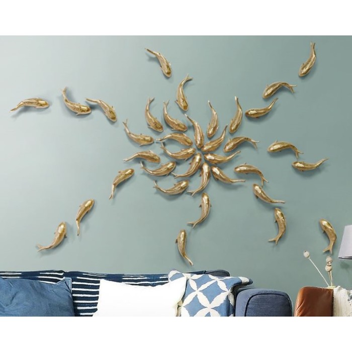 Декор настенный, "Рыбка" 16 x 5 см, золото, левый - Фото 1