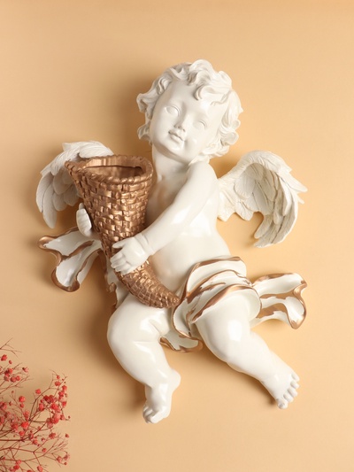 Декор настенный-ваза, панно TAKE IT EASY «Ангел с рожком», 39×30 см, левый