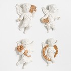 Декор настенный "Ангелочки" 4 штуки 20.5 x 14.5 x 5.5 см, белый с золотом - Фото 3