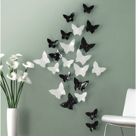 Декор настенный "Бабочки"  7,5 x 10,5 см, белый , (набор 5 шт)