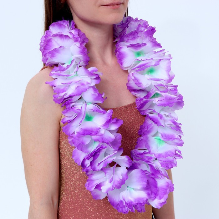 Гавайское ожерелье «Лепесточки», цвет фиолетовый - Фото 1