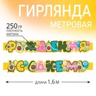 Гирлянда метровая узкая «С Днем Рождения», авокадо, длина 160 см 7474827 - фото 9622388