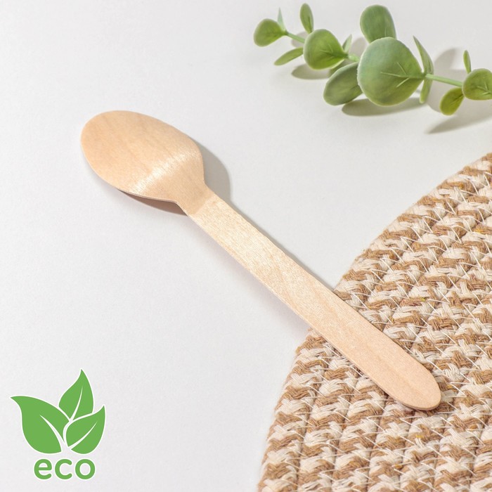 Ложка Доляна, 16 см, дерево, фасовка 50 шт. - Фото 1