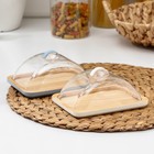 Маслёнка Heaven, 15.5×11.5×7 см, бамбук, крышка пластик, белая - Фото 1