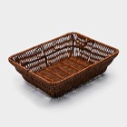 Корзинка для фруктов и хлеба Доляна «Огайо», 26×20.5×6.5, пластик, плетёная, прямоугольная, коричневая - Фото 3