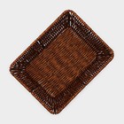 Корзинка для фруктов и хлеба Доляна «Огайо», 26×20.5×6.5, пластик, плетёная, прямоугольная, коричневая - Фото 4