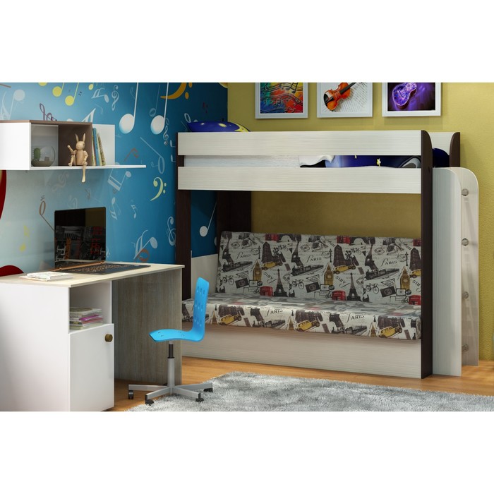 Кровать двухъярусная «Карамель 75», 2126×834×1674 мм, цвет анкор светлый/бодега тёмная/биг бен - Фото 1