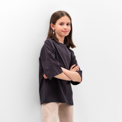 Футболка детская MINAKU: Basic line kids, тёмно-серая, рост 98 см
