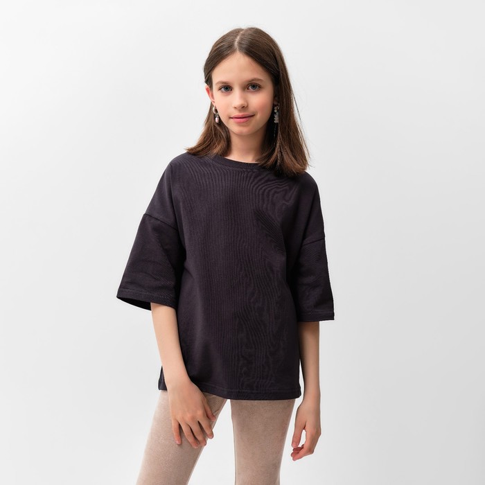 Футболка детская MINAKU Basic line kids, графитовая, рост 122 см - Фото 1
