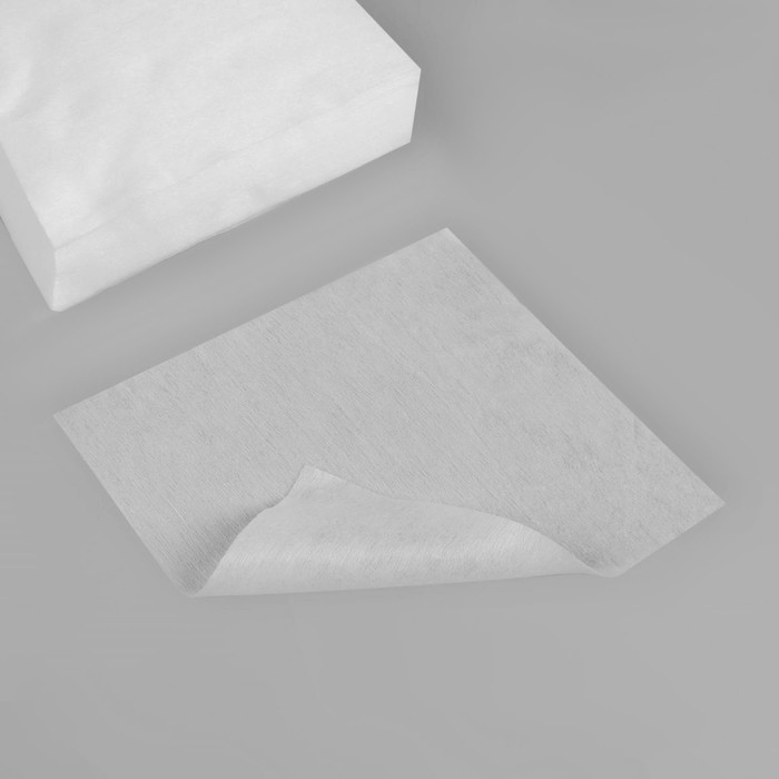 Одноразовые косметические салфетки, 100 шт, плотность 40г/м2, спанлейс, 20 × 20 см, цвет белый - фото 1898602477