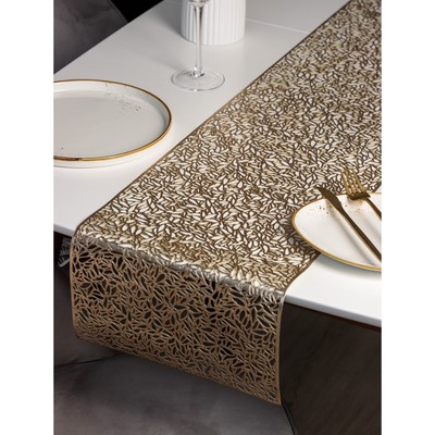 Дорожка на стол Доляна «Манифик», 30×150 см, золотая