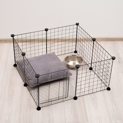 Вольер 8 секций, металлический, черный, 70×70×35 см, (35×35 см звено)