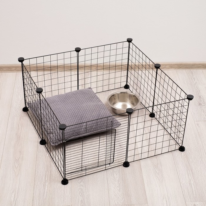 Вольер 8 секций, металлический, черный, 70×70×35 см, (35×35 см звено) - Фото 1