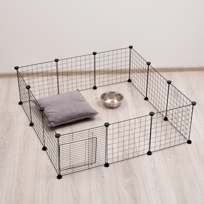 Вольер 12 секций, металлический, 105×105×35 см, (35×35 см звено), чёрный