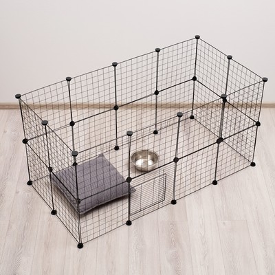 Вольер 24 секции, металлический, черный, 210×210×35 см, (35×35 см звено)