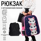 Рюкзак школьный, каркасный, 39×30×14 см «Серые котята» - Фото 1