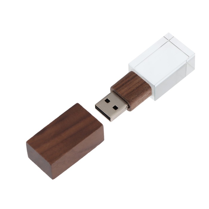 Флешка E 310 Dark Wood, 16 ГБ, USB2.0,чт до 25 Мб/с,зап до 15 Мб/с, синяя подсветка - фото 51300916