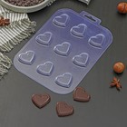 Форма для шоколада и конфет «9 сердечек», 3,6×3,3×0,6 см, цвет прозрачный - фото 9625046