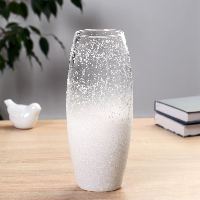 Ваза «Иней», 1.8 л, h=26 см, d=7.5 см, стекло, белая - Фото 1