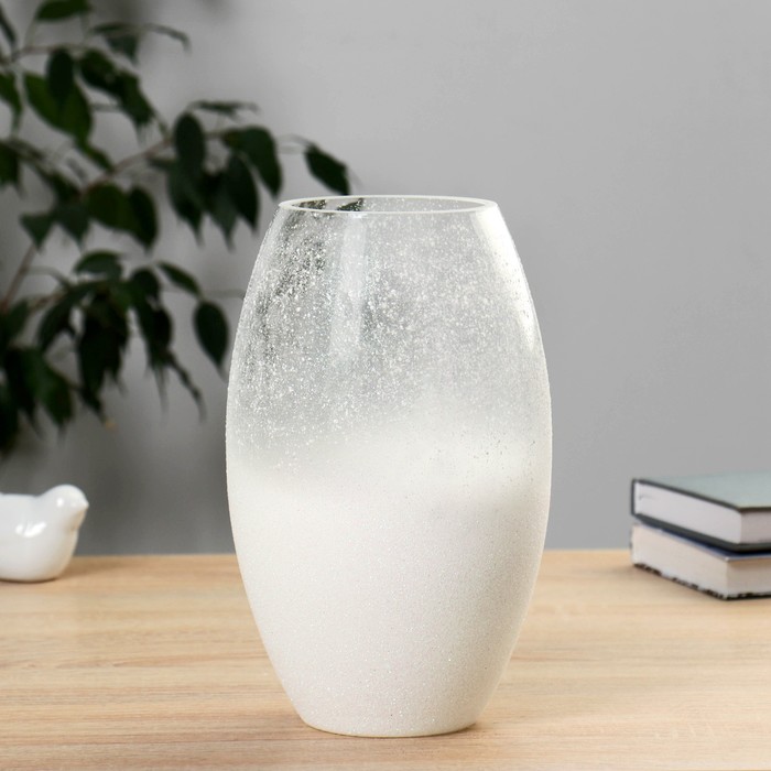 Ваза «Иней», h=25 см, d=9 см, стекло, белая - Фото 1