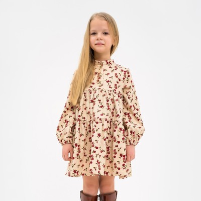 Платье детское KAFTAN «Цветы», размер 32 (110-116 см), бежевое