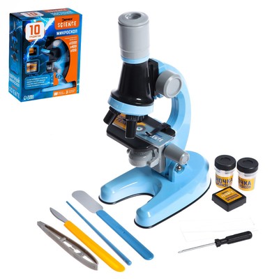 Микроскоп детский «Юный ботаник», кратность х100, х400, х1200, подсветка, уценка