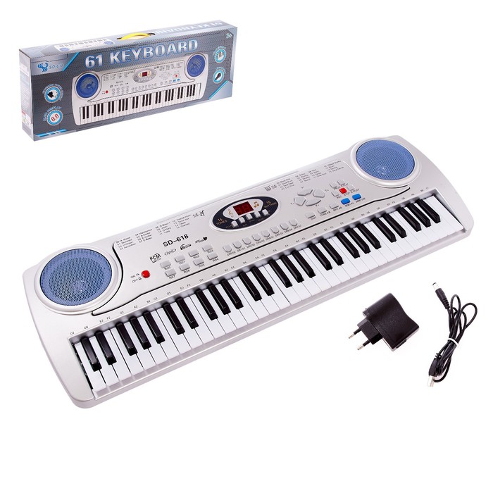 Синтезатор «Музыкальный мир», 61 клавиша, с микрофоном и адаптером, уценка - Фото 1