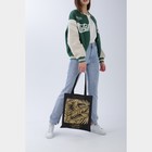 Сумка-шопер Листья без молнии, без подкладки, цвет чёрный - фото 30308378