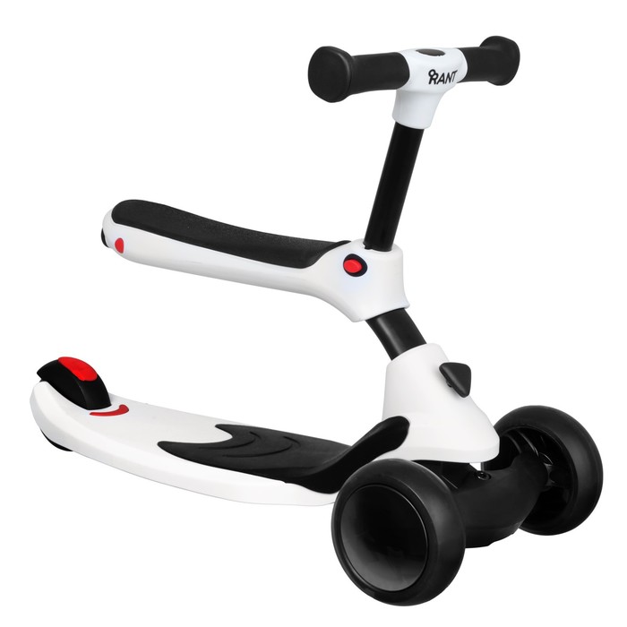 Беговел-самокат детский Rant Rider Plus, со светящимися колёсами, белый - Фото 1