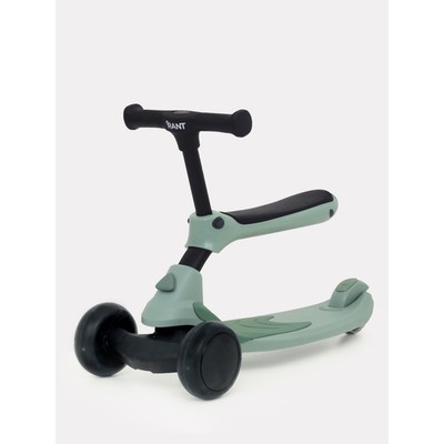 Беговел-самокат детский Rant Rider Plus, со светящимися колёсами, зелёный