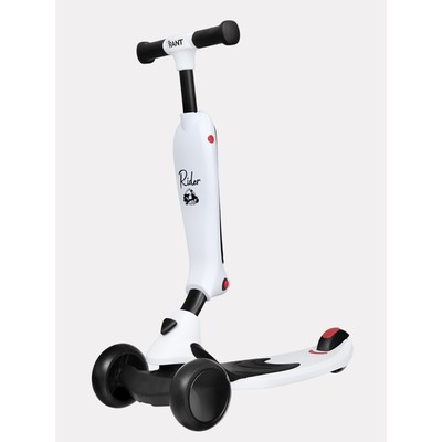 Беговел - самокат детский Rant Rider, со светящимися колёсами, белый